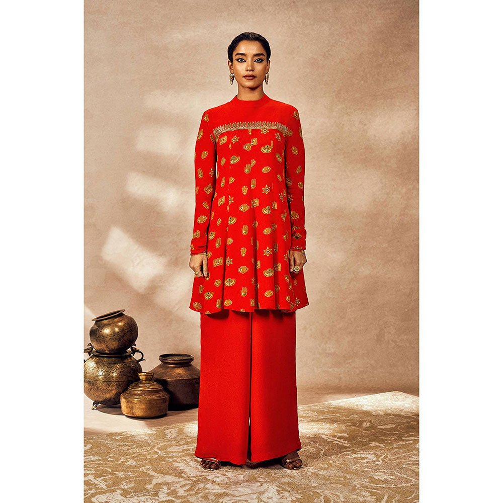 Masaba Red Trinkets Tunic with Palazzo (Set of 2)