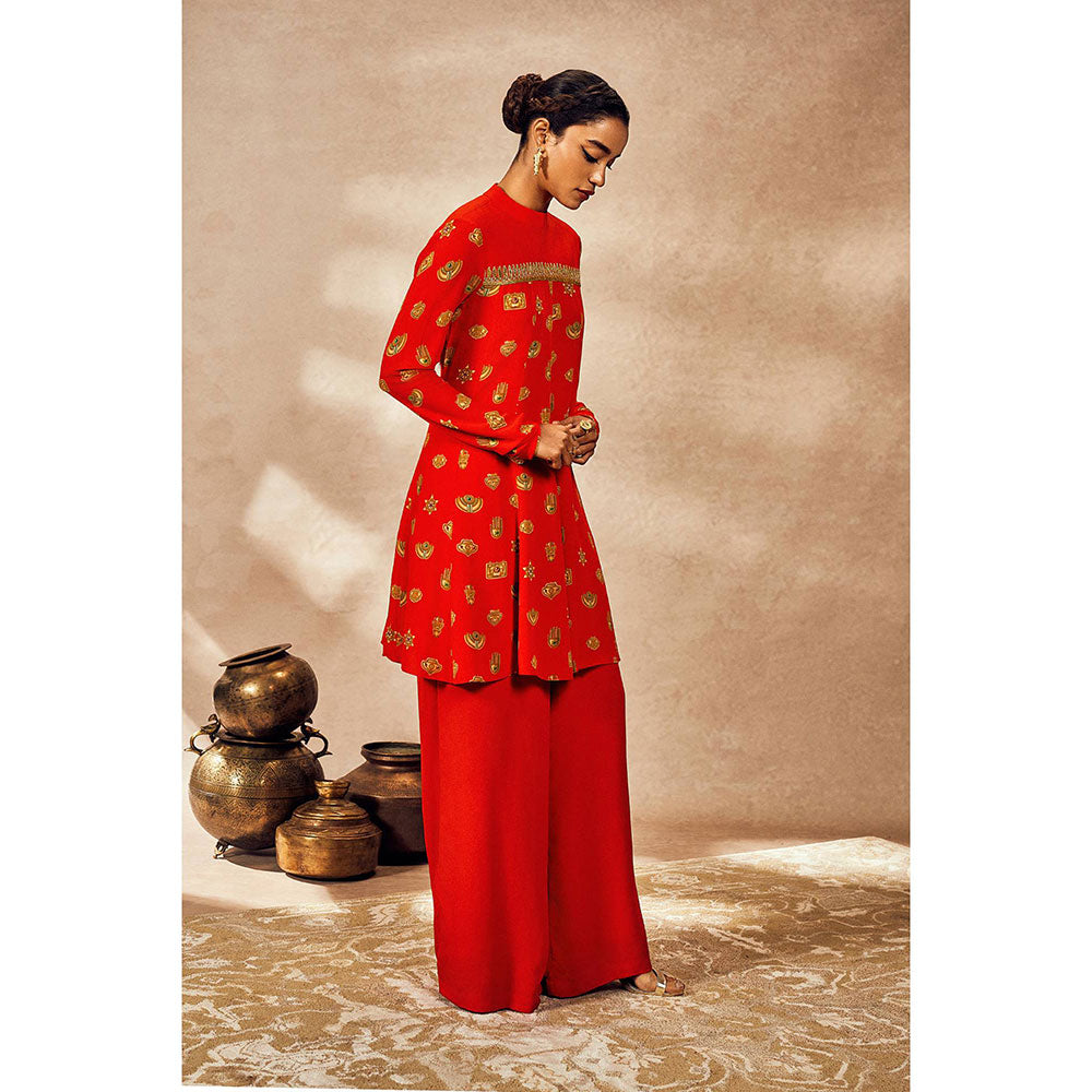 Masaba Red Trinkets Tunic with Palazzo (Set of 2)