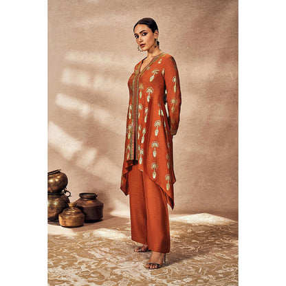 Masaba Rust Traveller's Palm Kurta with Palazzo (Set of 2)