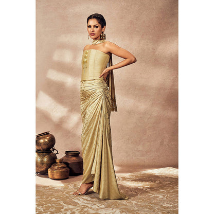 Masaba Beige Pixie Dust Top with Skirt and Dupatta (Set of 3)