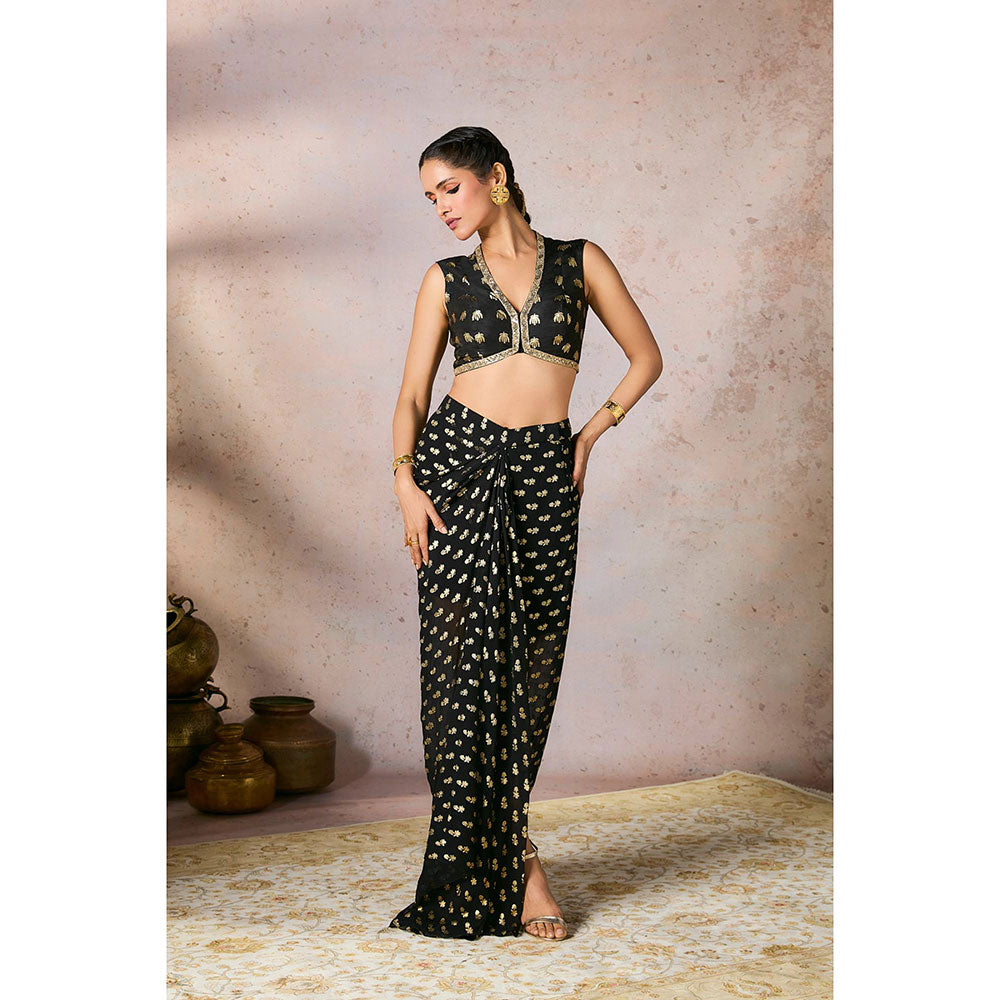 Masaba Black Palms cape Skirt with Top (Set of 2)