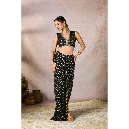 Masaba Black Palms cape Skirt with Top (Set of 2)