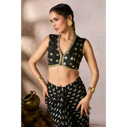 Masaba Black Palms cape Skirt with Top (Set of 2)