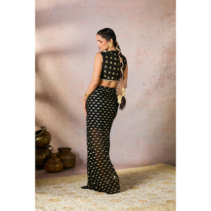 Masaba Black Palms cape Skirt with Top (Set of 2)