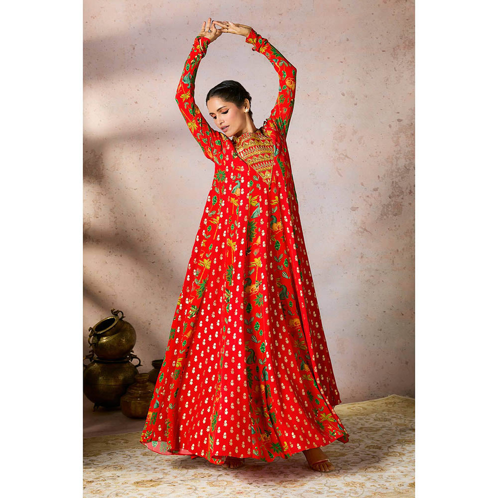 Masaba Red Rhapsody Anarkali with Dupatta (Set of 2)
