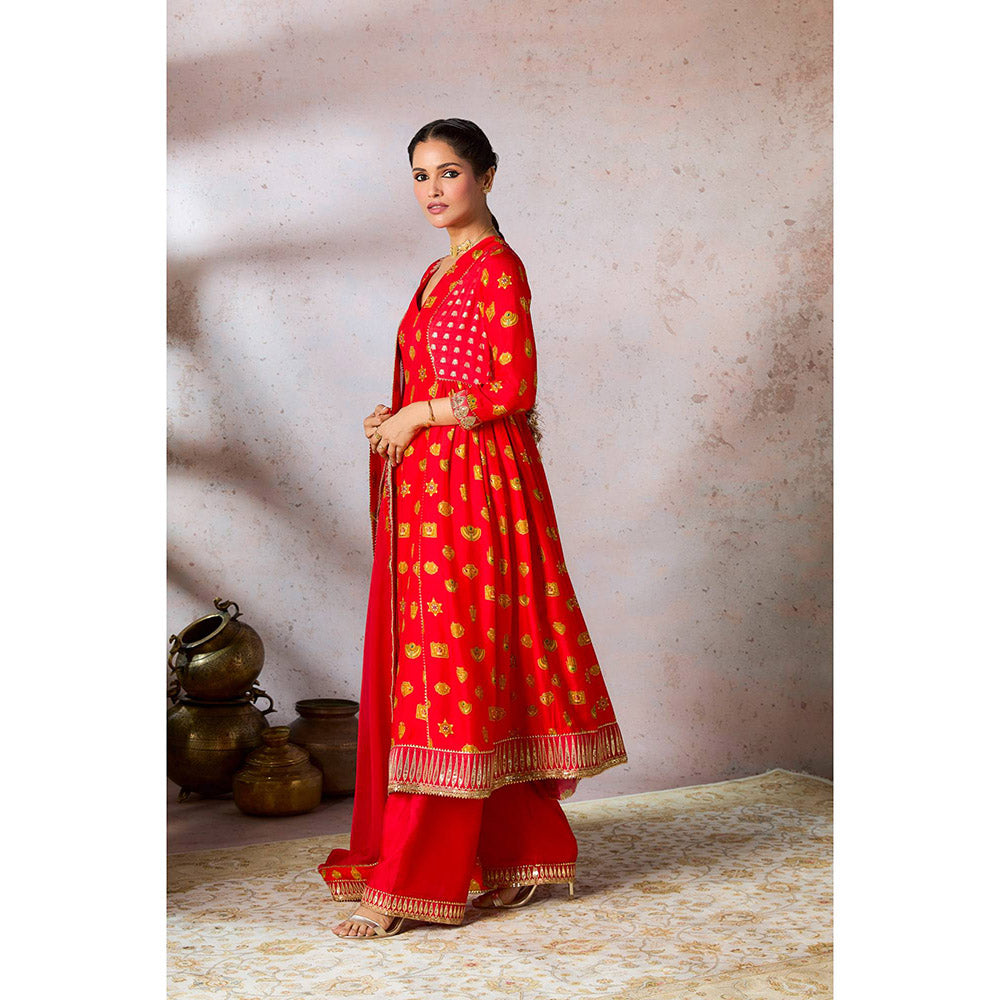 Masaba Red Trinkets Kurta with Palazzo and Dupatta (Set of 3)