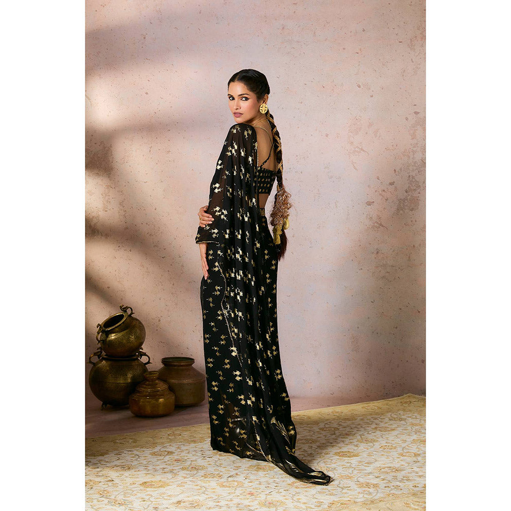 Masaba Black Mystic Drape Saree with Stitched Blouse