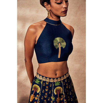 Masaba Blue Nomadic Tribe Lehenga with Blouse (Set of 2)