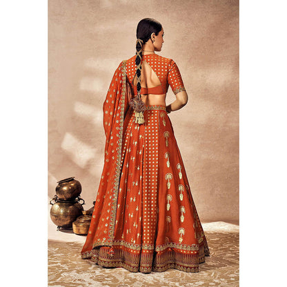 Masaba Rust Foil Lehenga with Blouse and Dupatta (Set of 3)