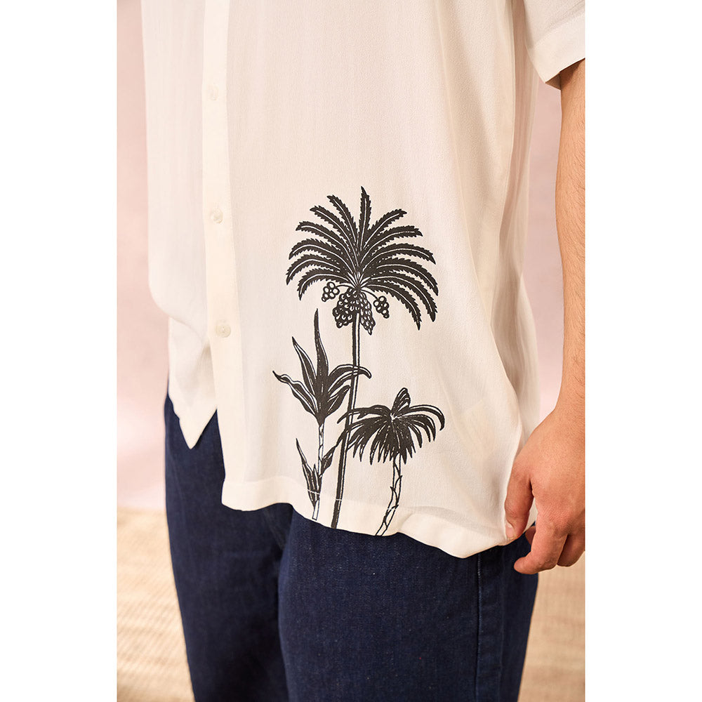 Masaba White Palm Tree Print Shirt