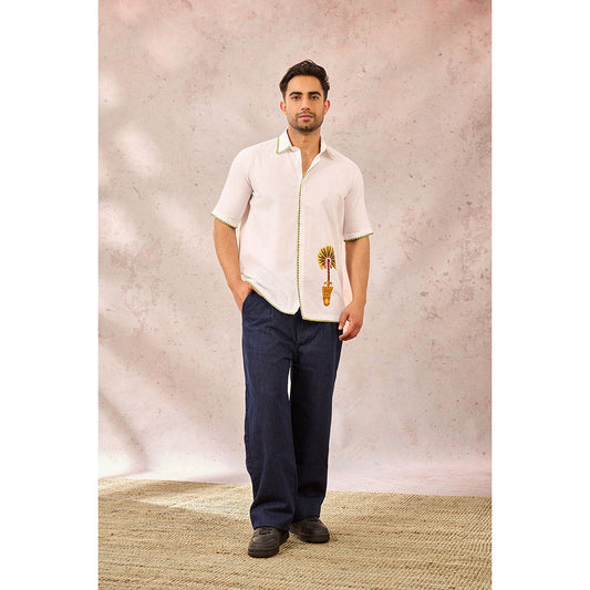 Masaba White Tropical Embroidered Shirt