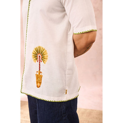 Masaba White Tropical Embroidered Shirt
