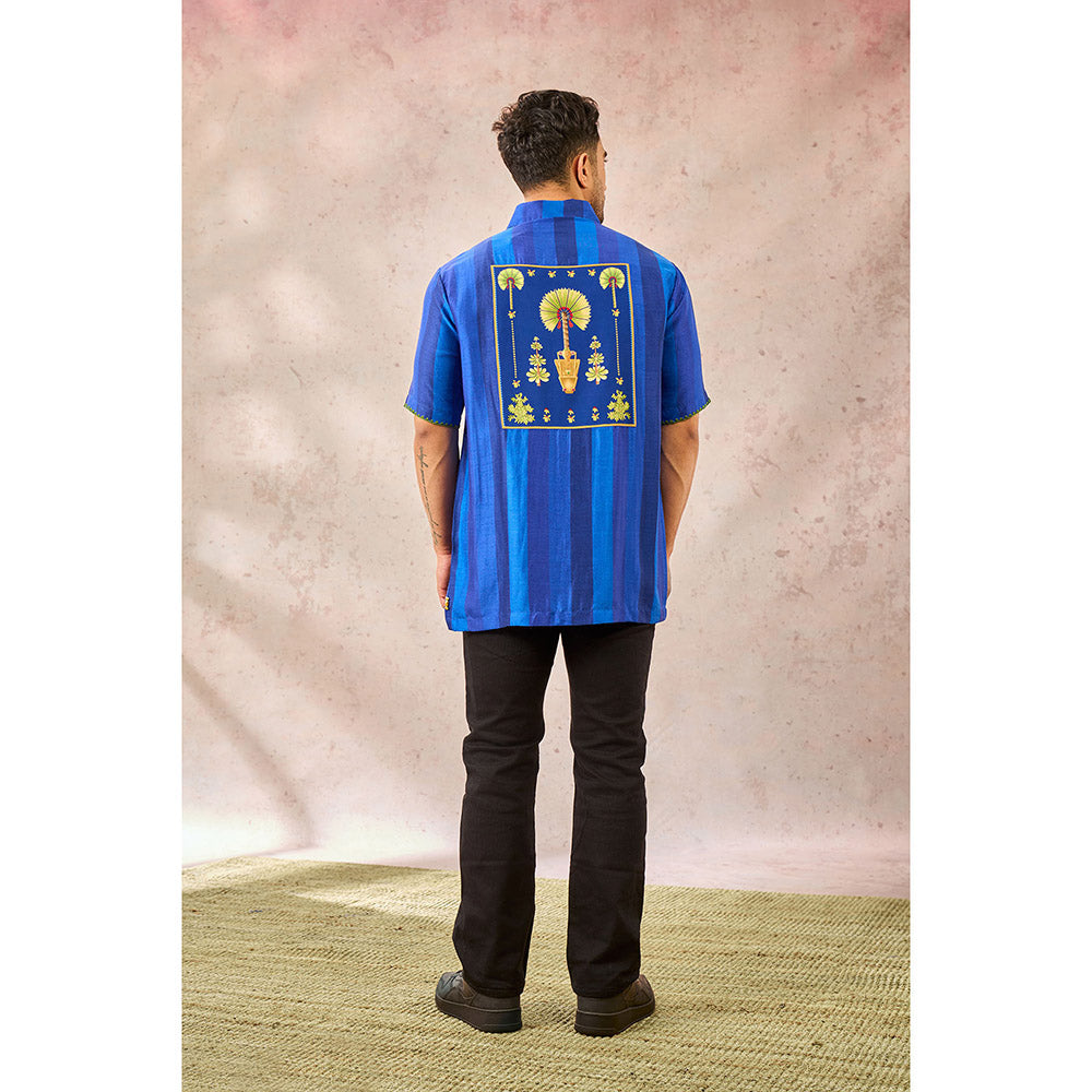 Masaba Blue Palm Stripes Shirt