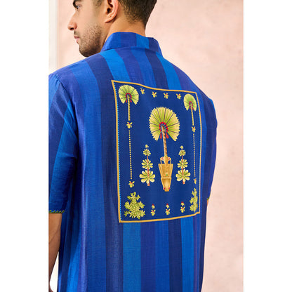 Masaba Blue Palm Stripes Shirt