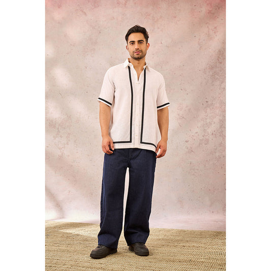 Masaba White Monotone Tropical Shirt