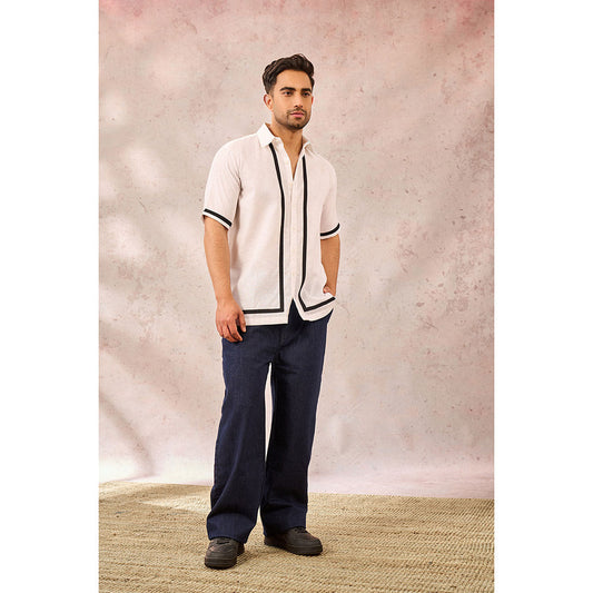 Masaba White Monotone Tropical Shirt