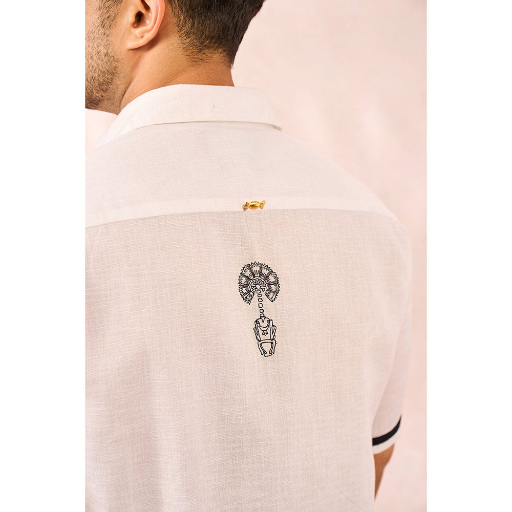 Masaba White Monotone Tropical Shirt