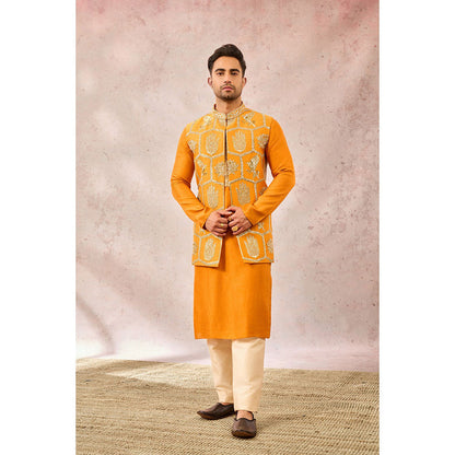 Masaba Mustard Nehru Jacket with Kurta and Churidar (Set of 3)