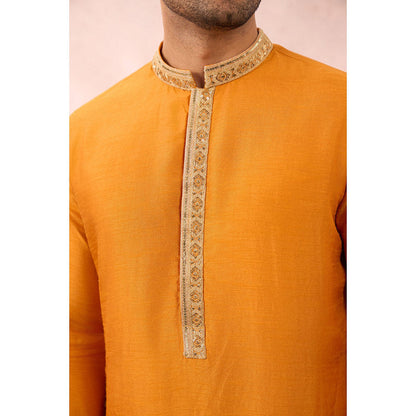 Masaba Mustard Nehru Jacket with Kurta and Churidar (Set of 3)