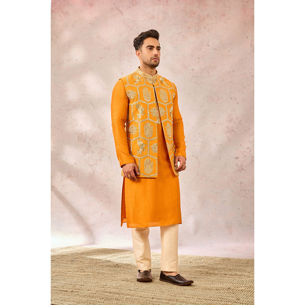 Masaba Mustard Nehru Jacket with Kurta and Churidar (Set of 3)