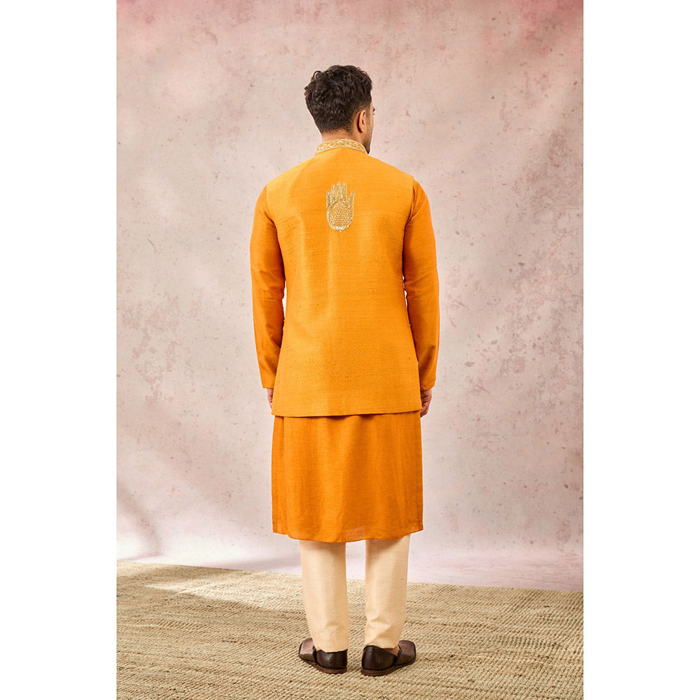 Masaba Mustard Nehru Jacket with Kurta and Churidar (Set of 3)