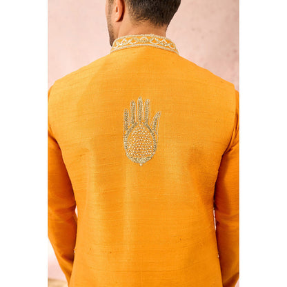 Masaba Mustard Nehru Jacket with Kurta and Churidar (Set of 3)