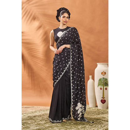 Masaba Black All Fours Saree with Unstitched Blouse