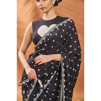 Masaba Black All Fours Saree with Unstitched Blouse