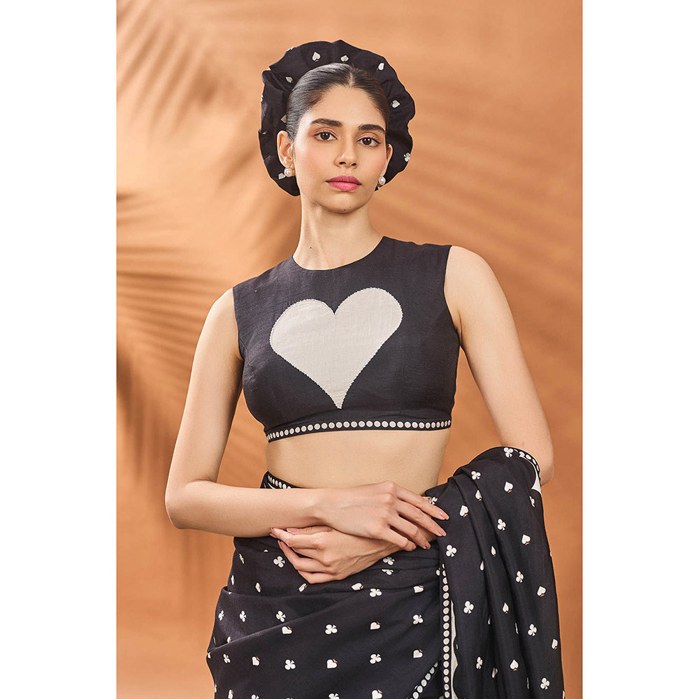 Masaba Black All Fours Saree with Unstitched Blouse
