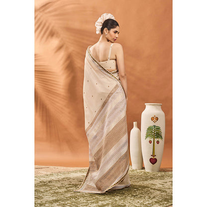Masaba Ivory Tree Of Hearts Saree with Unstitched Blouse
