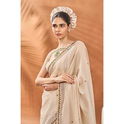 Masaba Ivory Tree Of Hearts Saree with Unstitched Blouse