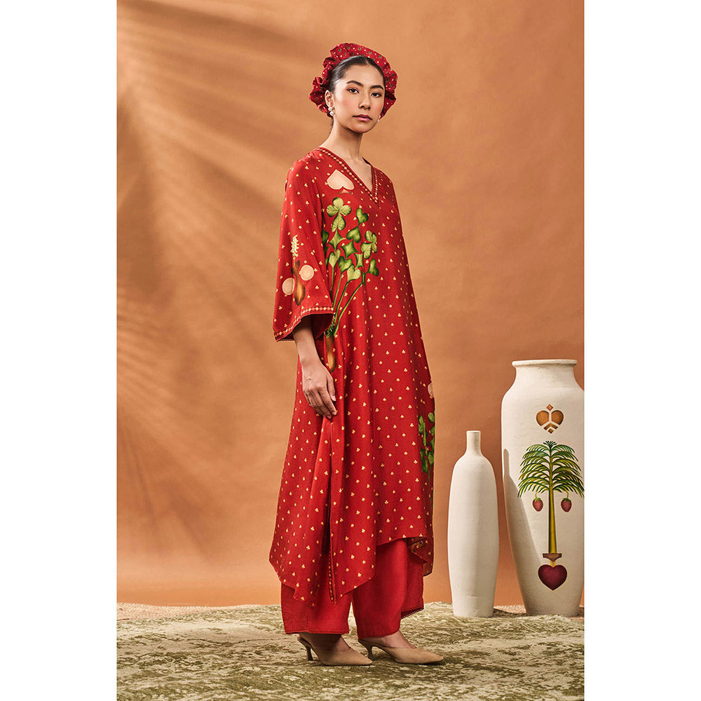 Masaba Red Spade Blossom Kurta with Palazzo (Set of 2)