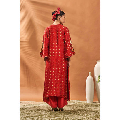 Masaba Red Spade Blossom Kurta with Palazzo (Set of 2)