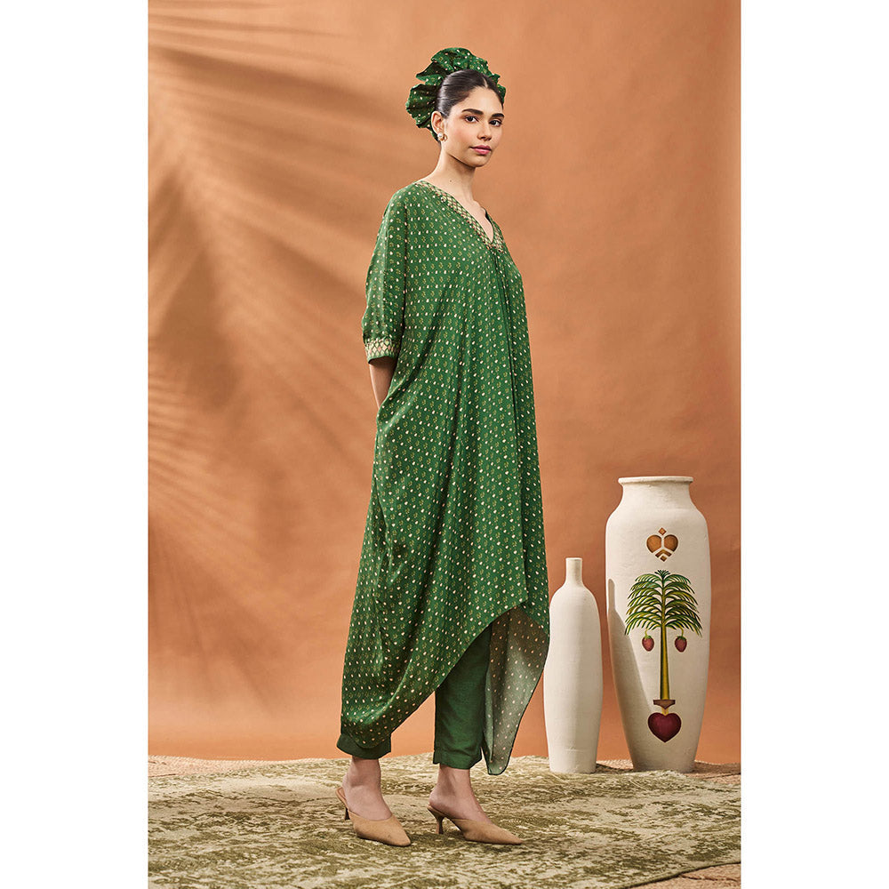 Masaba Green Tree Of Hearts Kaftan with Pant (Set of 2)