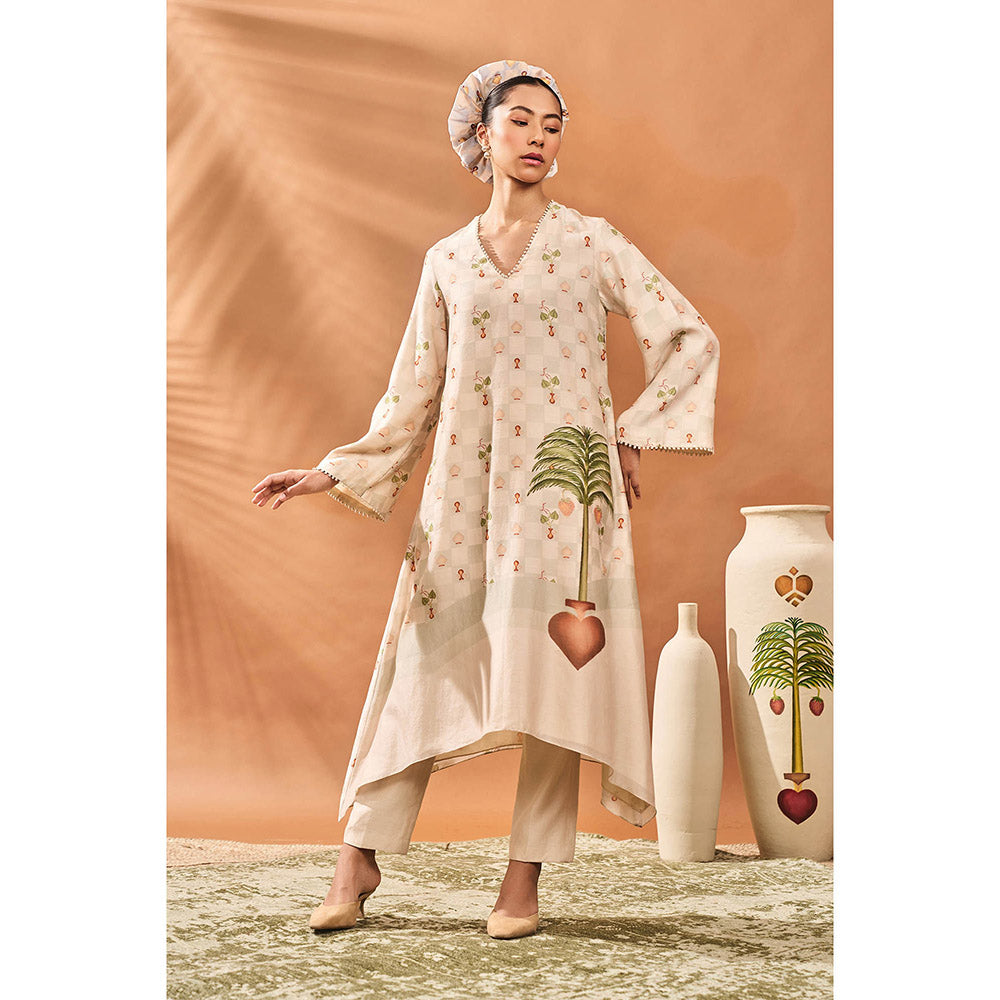 Masaba Beige Bloom Kurta with Pant (Set of 2)