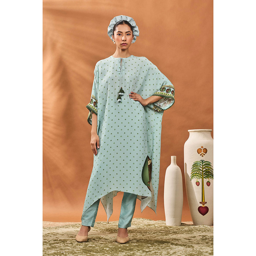 Masaba Blue Ace Of Spades Kaftan with Pant (Set of 2)