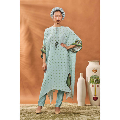 Masaba Blue Ace Of Spades Kaftan with Pant (Set of 2)