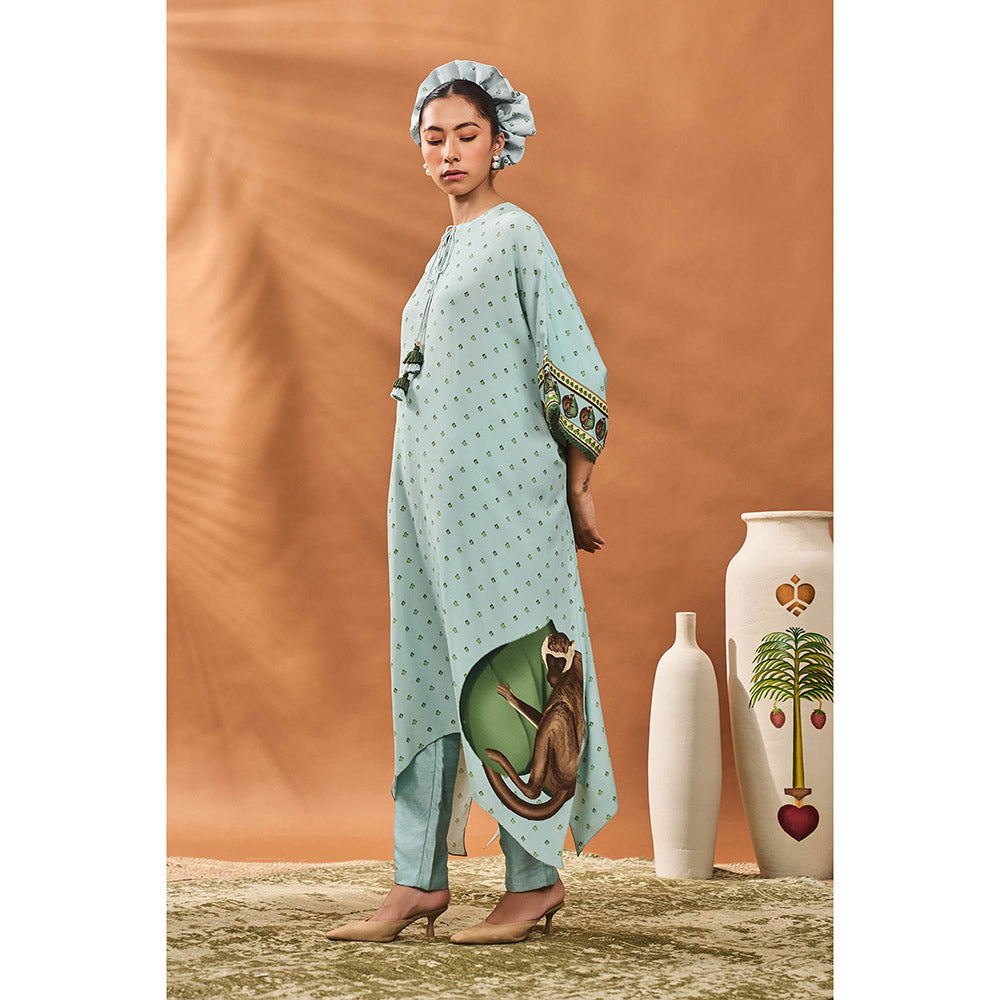 Masaba Blue Ace Of Spades Kaftan with Pant (Set of 2)