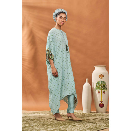 Masaba Blue Ace Of Spades Kaftan with Pant (Set of 2)