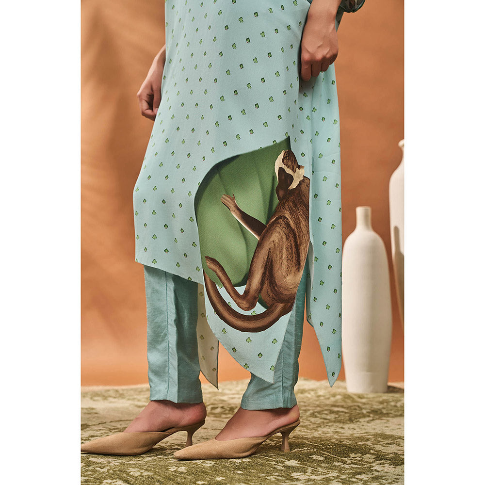 Masaba Blue Ace Of Spades Kaftan with Pant (Set of 2)