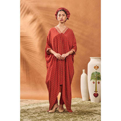 Masaba Red Kaftan with Pant (Set of 2)