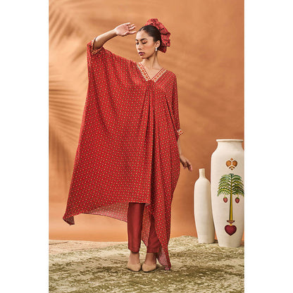Masaba Red Kaftan with Pant (Set of 2)