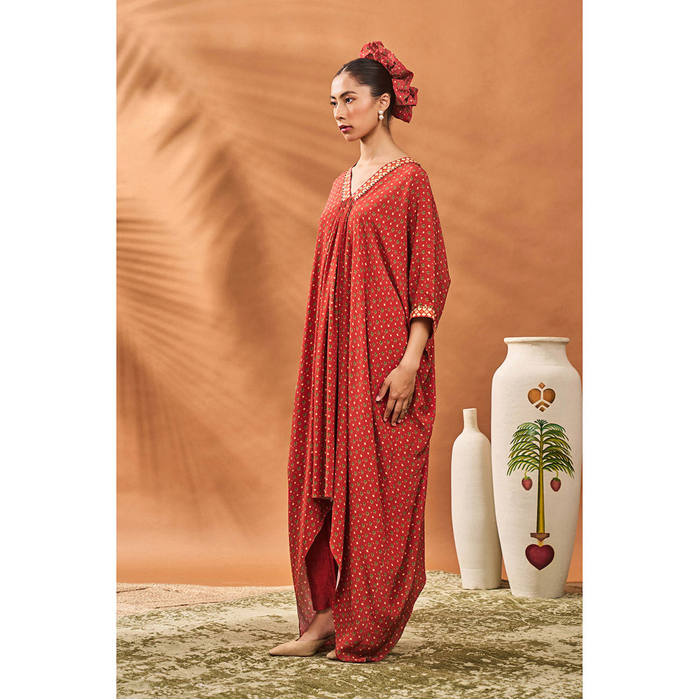 Masaba Red Kaftan with Pant (Set of 2)