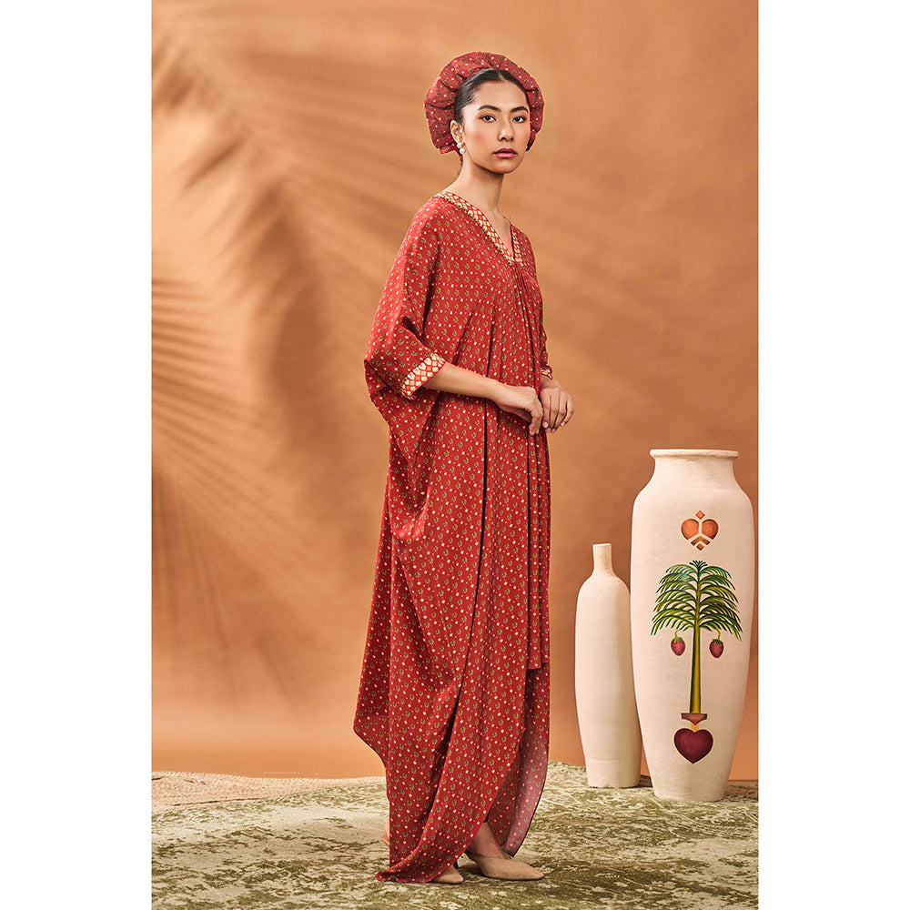 Masaba Red Kaftan with Pant (Set of 2)