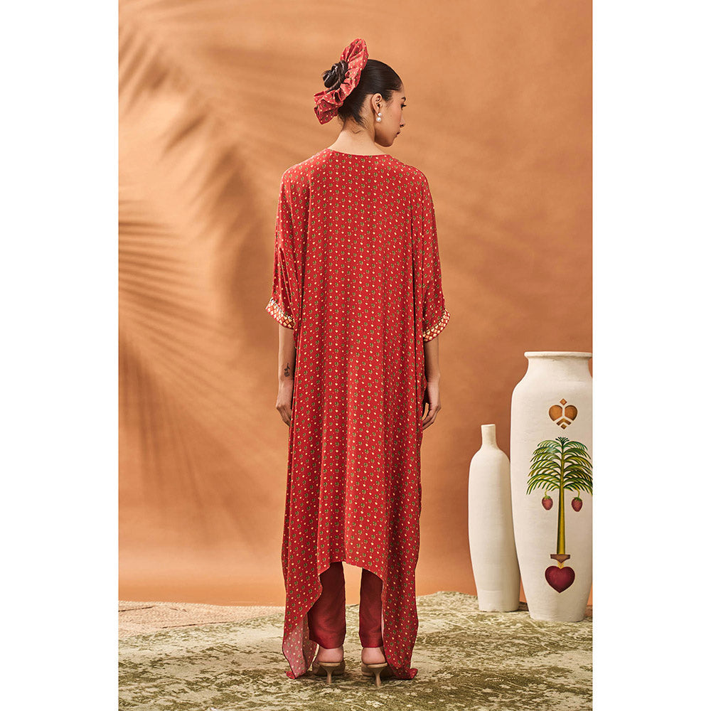 Masaba Red Kaftan with Pant (Set of 2)