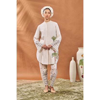 Masaba Ivory Blooming Board Tunic with Pant (Set of 2)