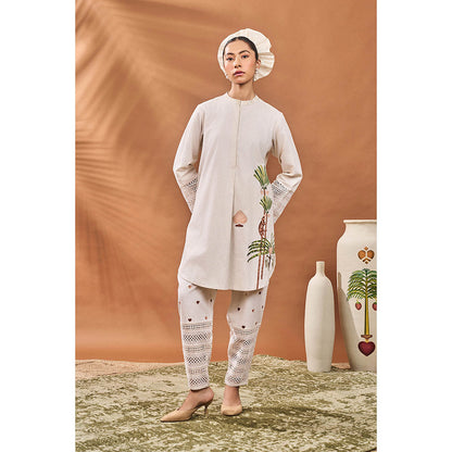 Masaba Ivory Blooming Board Tunic with Pant (Set of 2)