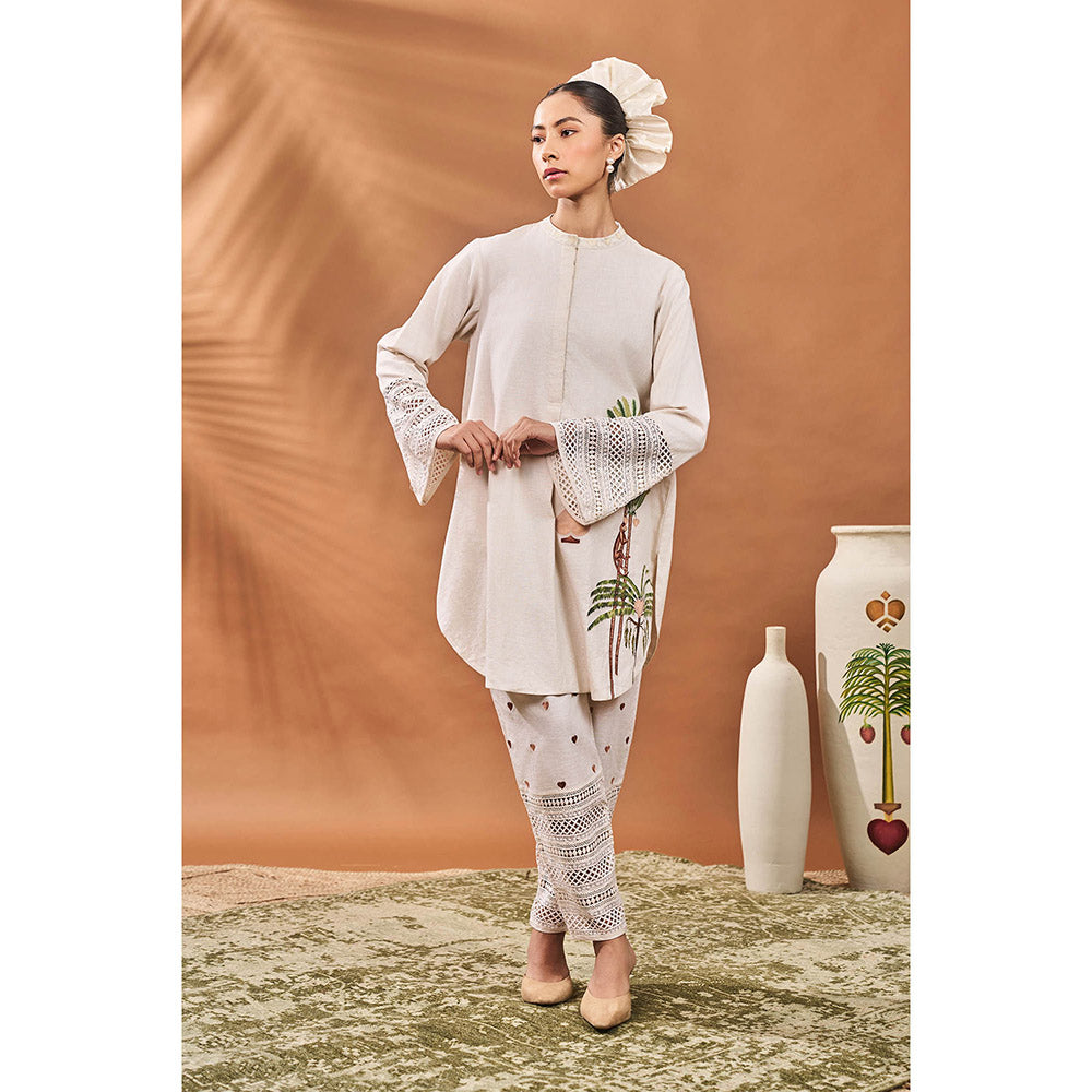 Masaba Ivory Blooming Board Tunic with Pant (Set of 2)