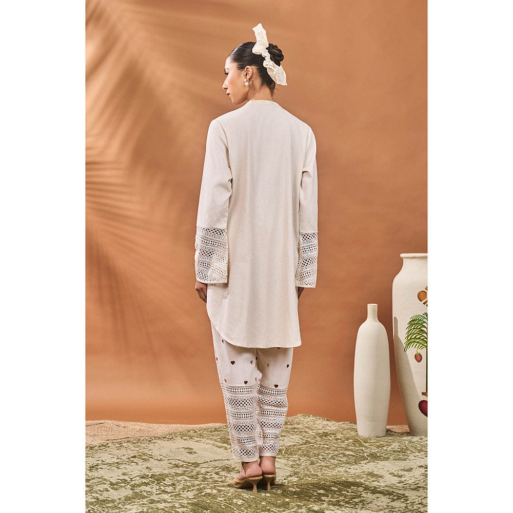 Masaba Ivory Blooming Board Tunic with Pant (Set of 2)