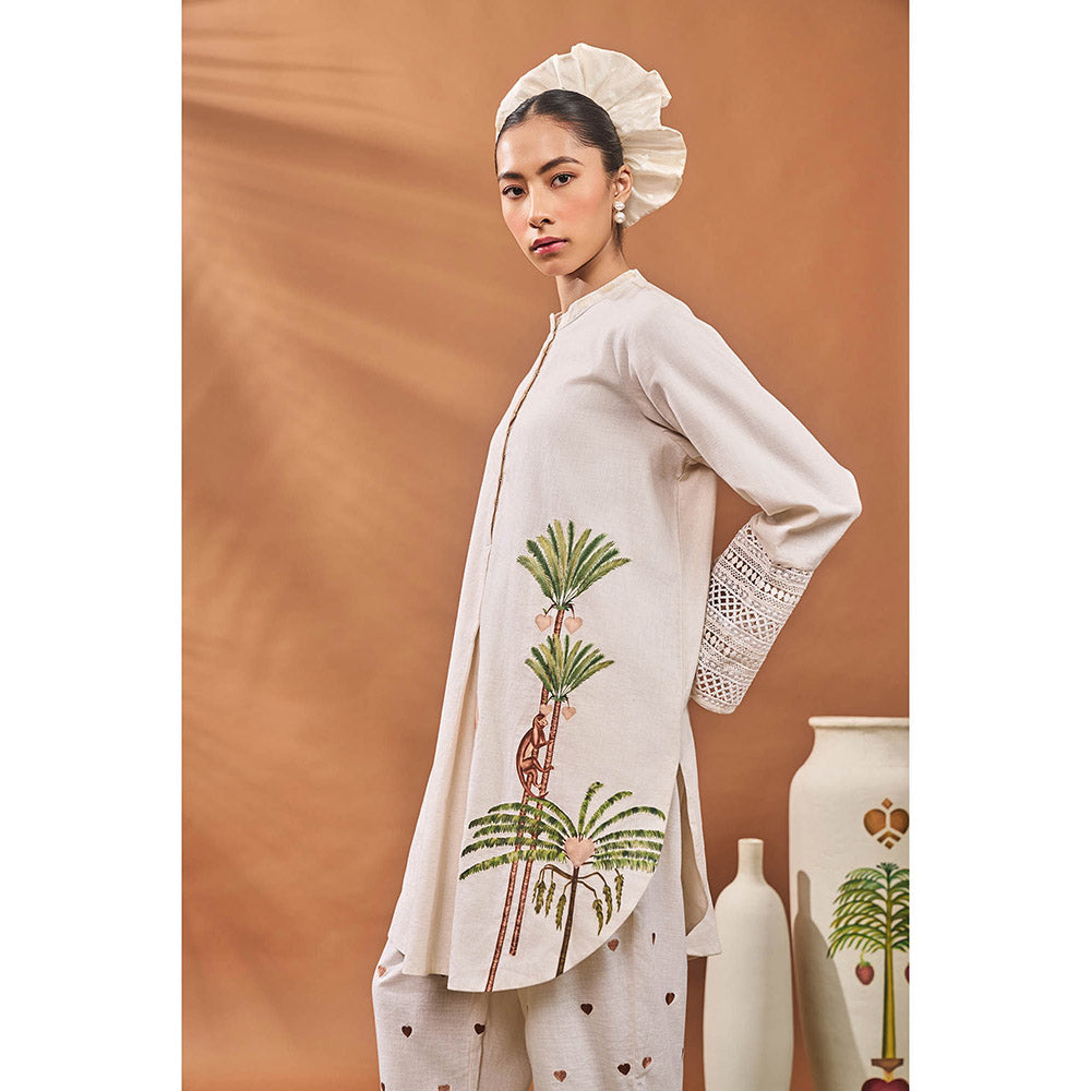 Masaba Ivory Blooming Board Tunic with Pant (Set of 2)